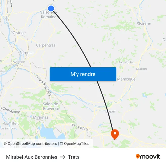 Mirabel-Aux-Baronnies to Trets map