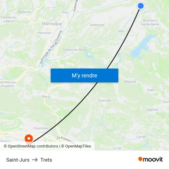 Saint-Jurs to Trets map