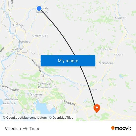 Villedieu to Trets map