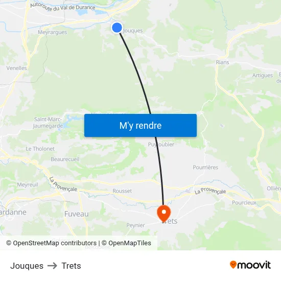 Jouques to Trets map