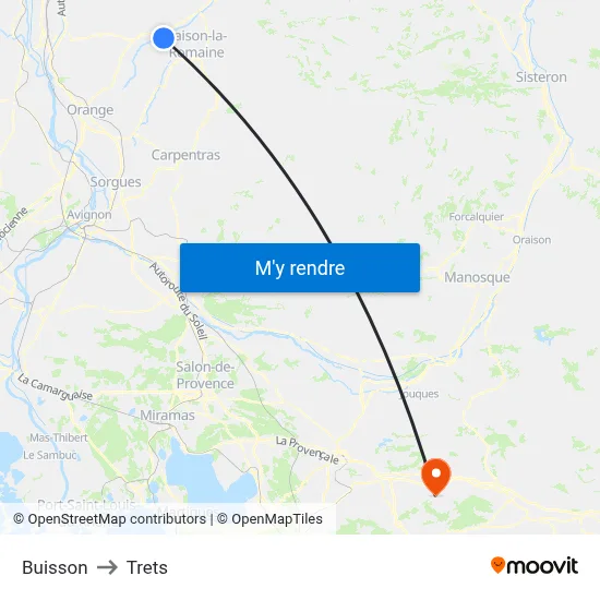 Buisson to Trets map