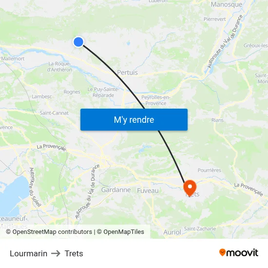 Lourmarin to Trets map