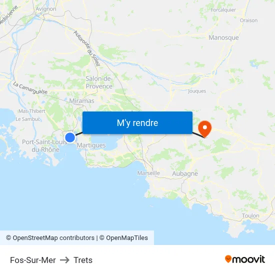 Fos-Sur-Mer to Trets map