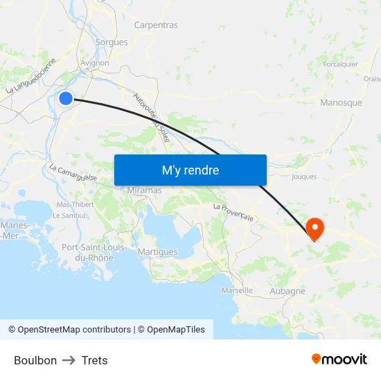 Boulbon to Trets map