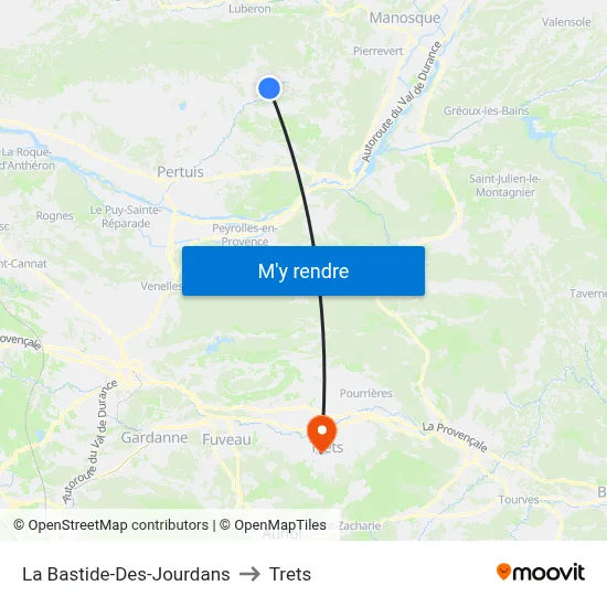 La Bastide-Des-Jourdans to Trets map