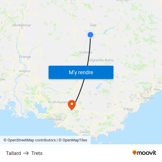 Tallard to Trets map