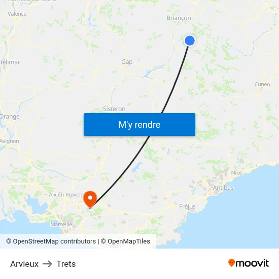 Arvieux to Trets map