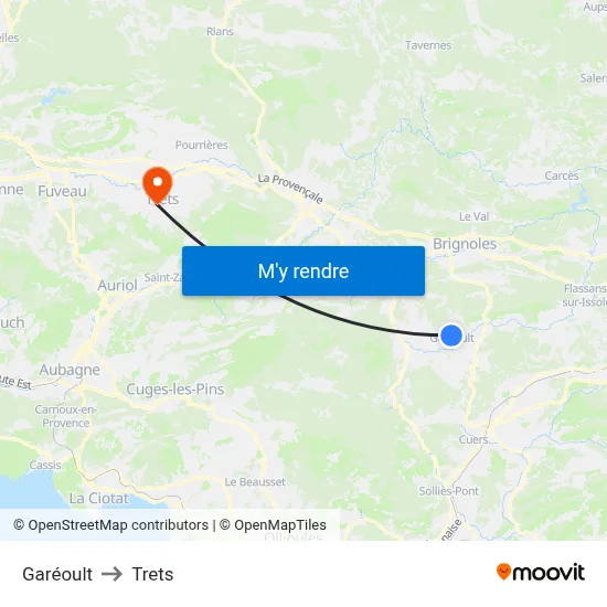 Garéoult to Trets map
