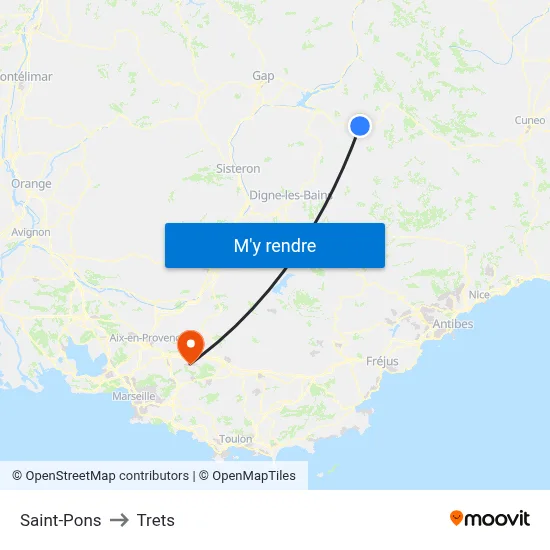 Saint-Pons to Trets map
