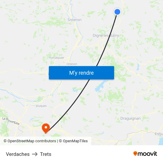 Verdaches to Trets map