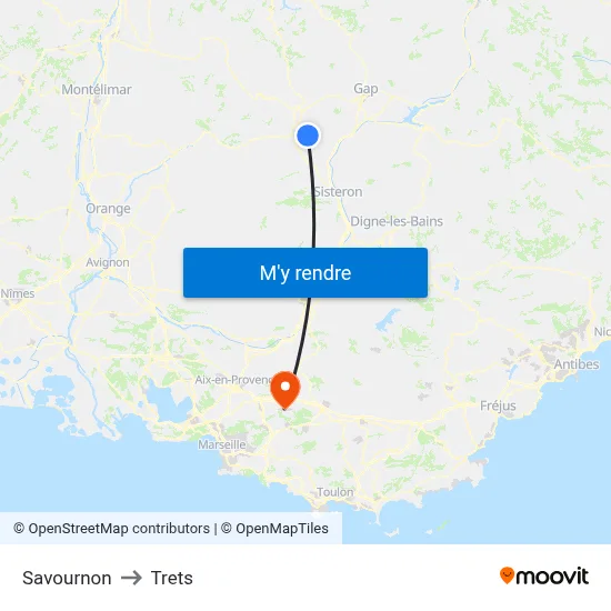 Savournon to Trets map
