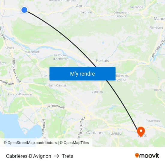 Cabrières-D'Avignon to Trets map
