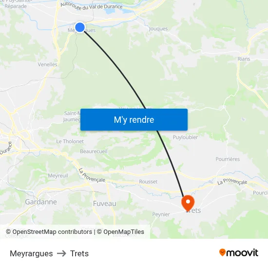 Meyrargues to Trets map