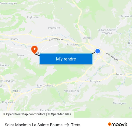 Saint-Maximin-La-Sainte-Baume to Trets map