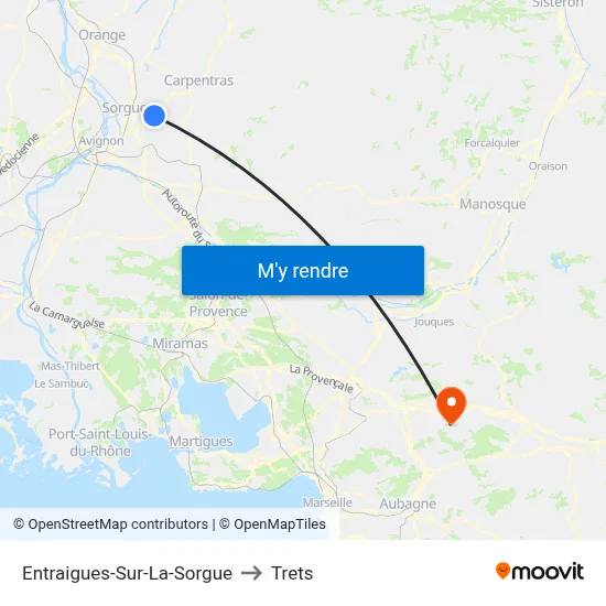 Entraigues-Sur-La-Sorgue to Trets map