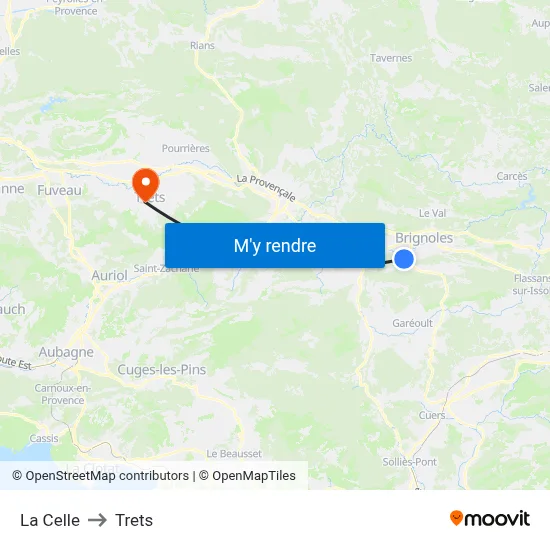 La Celle to Trets map