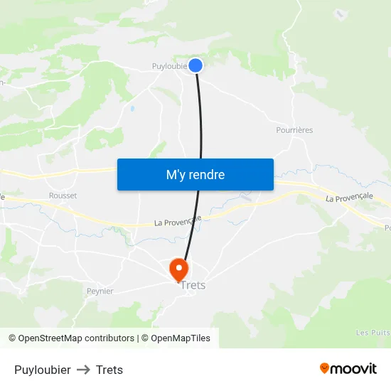 Puyloubier to Trets map