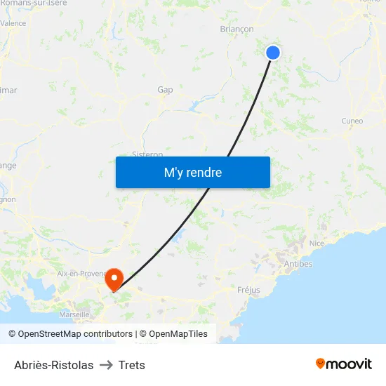 Abriès-Ristolas to Trets map