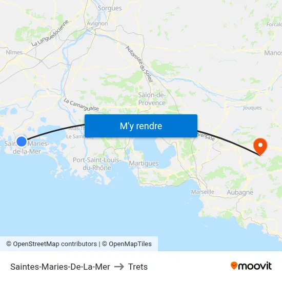 Saintes-Maries-De-La-Mer to Trets map