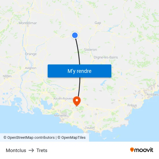 Montclus to Trets map