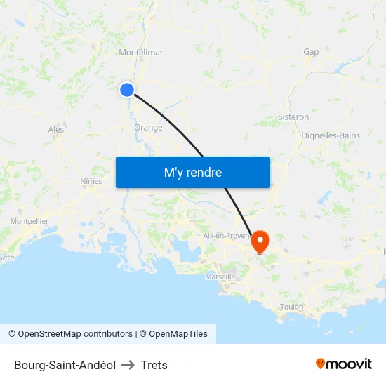 Bourg-Saint-Andéol to Trets map
