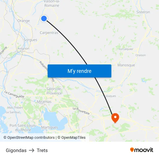 Gigondas to Trets map