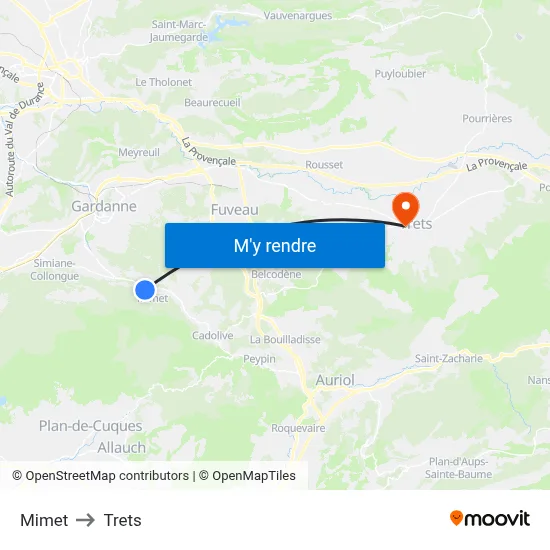 Mimet to Trets map