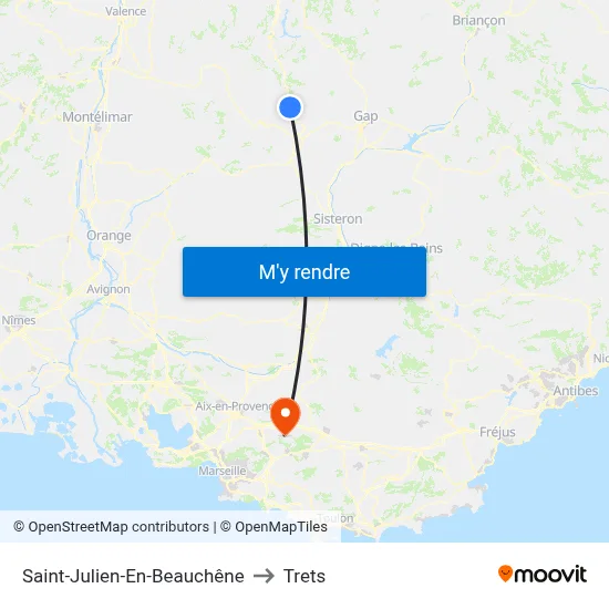 Saint-Julien-En-Beauchêne to Trets map