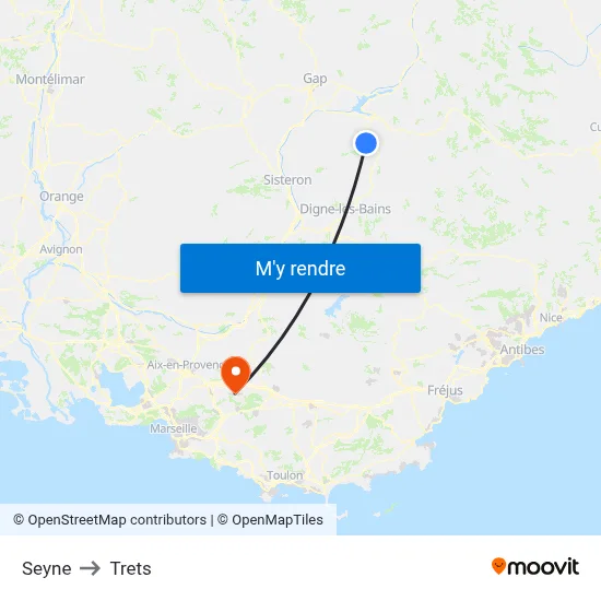 Seyne to Trets map