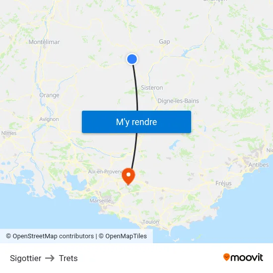 Sigottier to Trets map