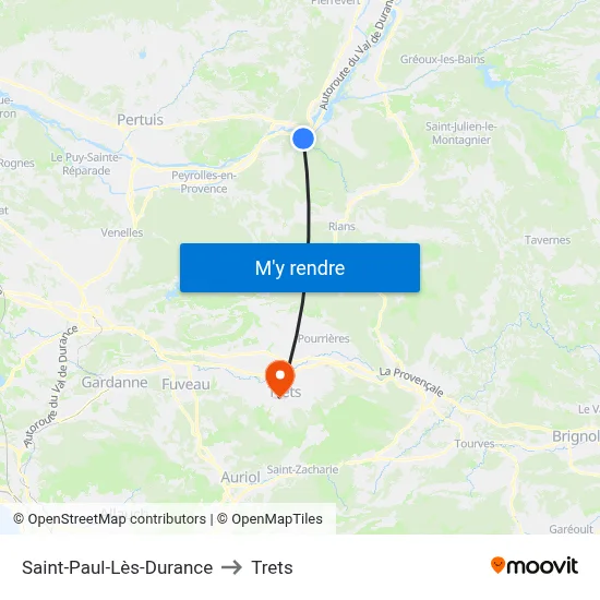 Saint-Paul-Lès-Durance to Trets map