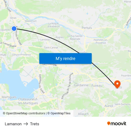 Lamanon to Trets map