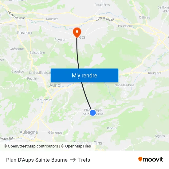Plan-D'Aups-Sainte-Baume to Trets map