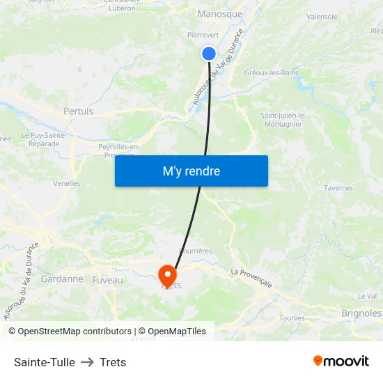 Sainte-Tulle to Trets map