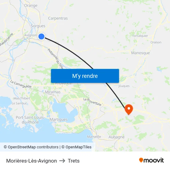 Morières-Lès-Avignon to Trets map