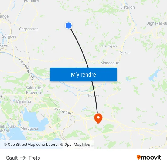 Sault to Trets map