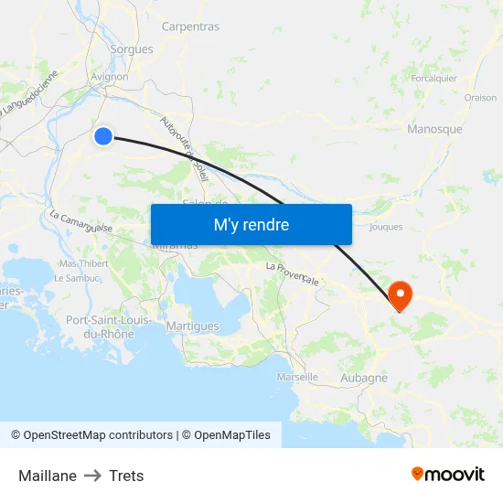 Maillane to Trets map
