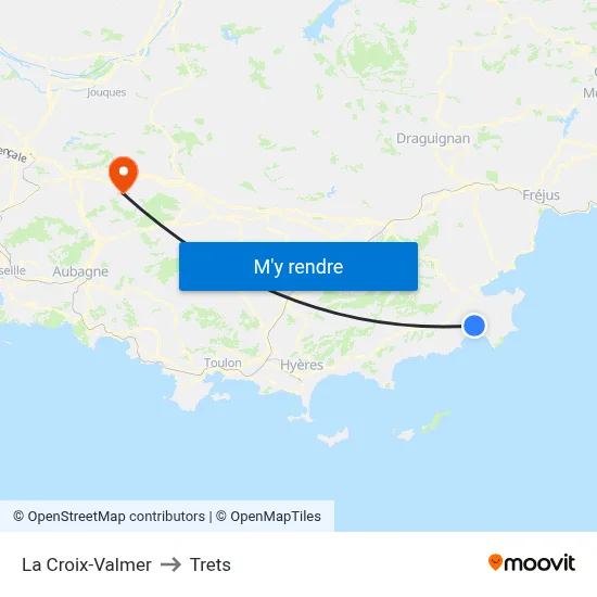 La Croix-Valmer to Trets map