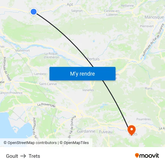 Goult to Trets map