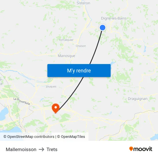 Mallemoisson to Trets map