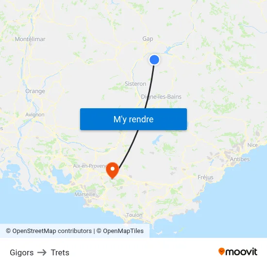 Gigors to Trets map