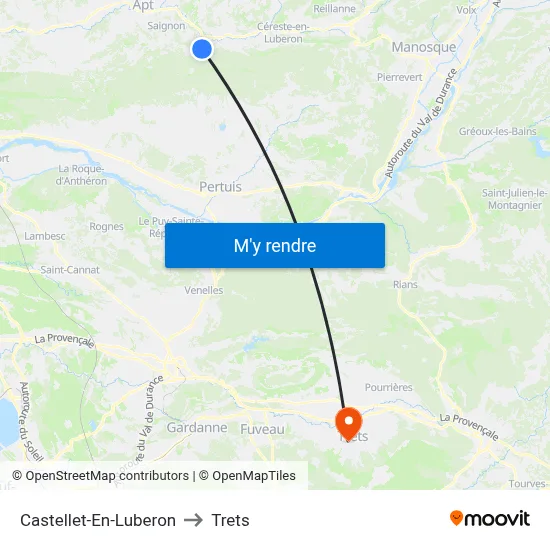 Castellet-En-Luberon to Trets map