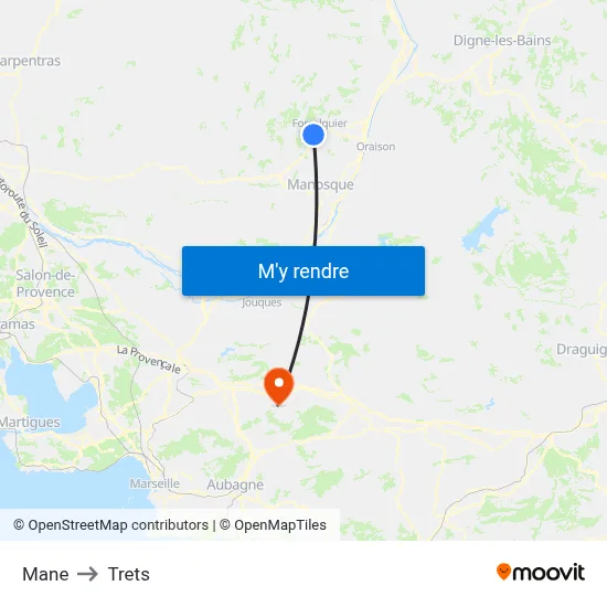 Mane to Trets map
