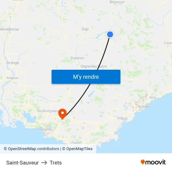 Saint-Sauveur to Trets map