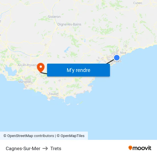Cagnes-Sur-Mer to Trets map