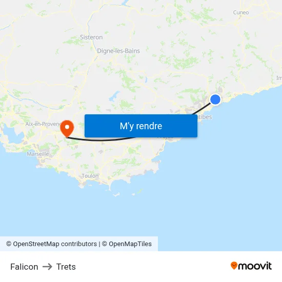 Falicon to Trets map