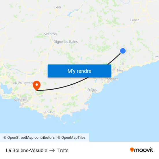 La Bollène-Vésubie to Trets map