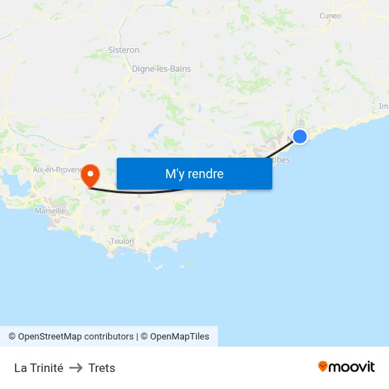 La Trinité to Trets map