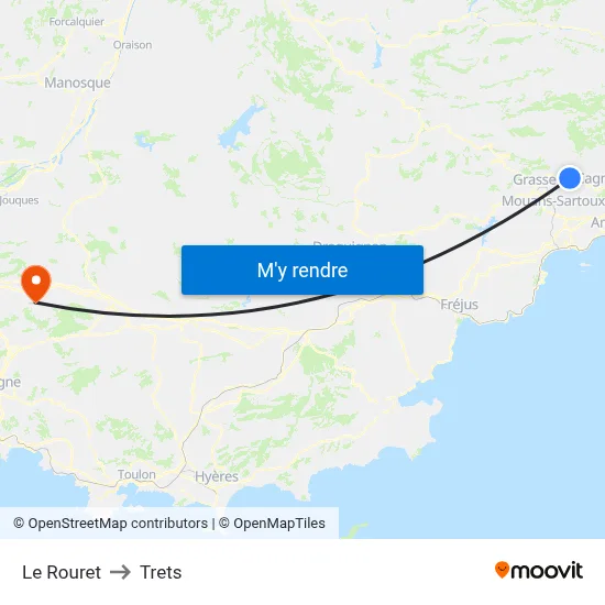 Le Rouret to Trets map