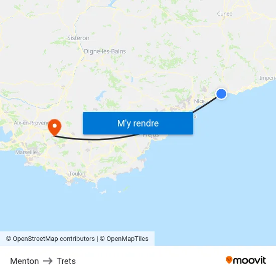 Menton to Trets map